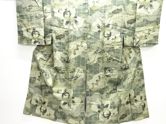 JAPANESE KIMONO / ANTIQUE MENS JUBAN / SILK / SHIKISHI PATTERN